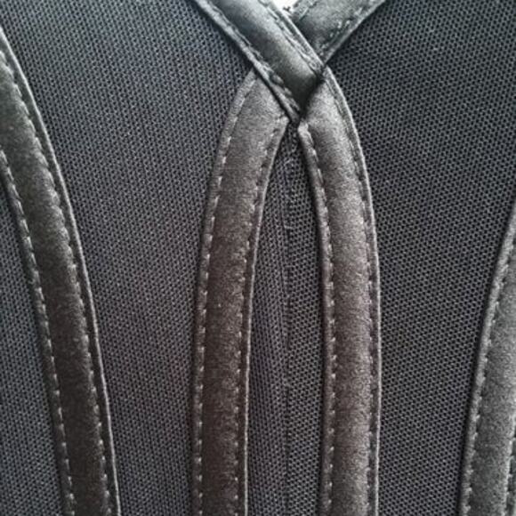 Tadashi Dress Sleeveless Double V Midi Cocktail Evening Mesh Black Womens Size M - Picture 5 of 11